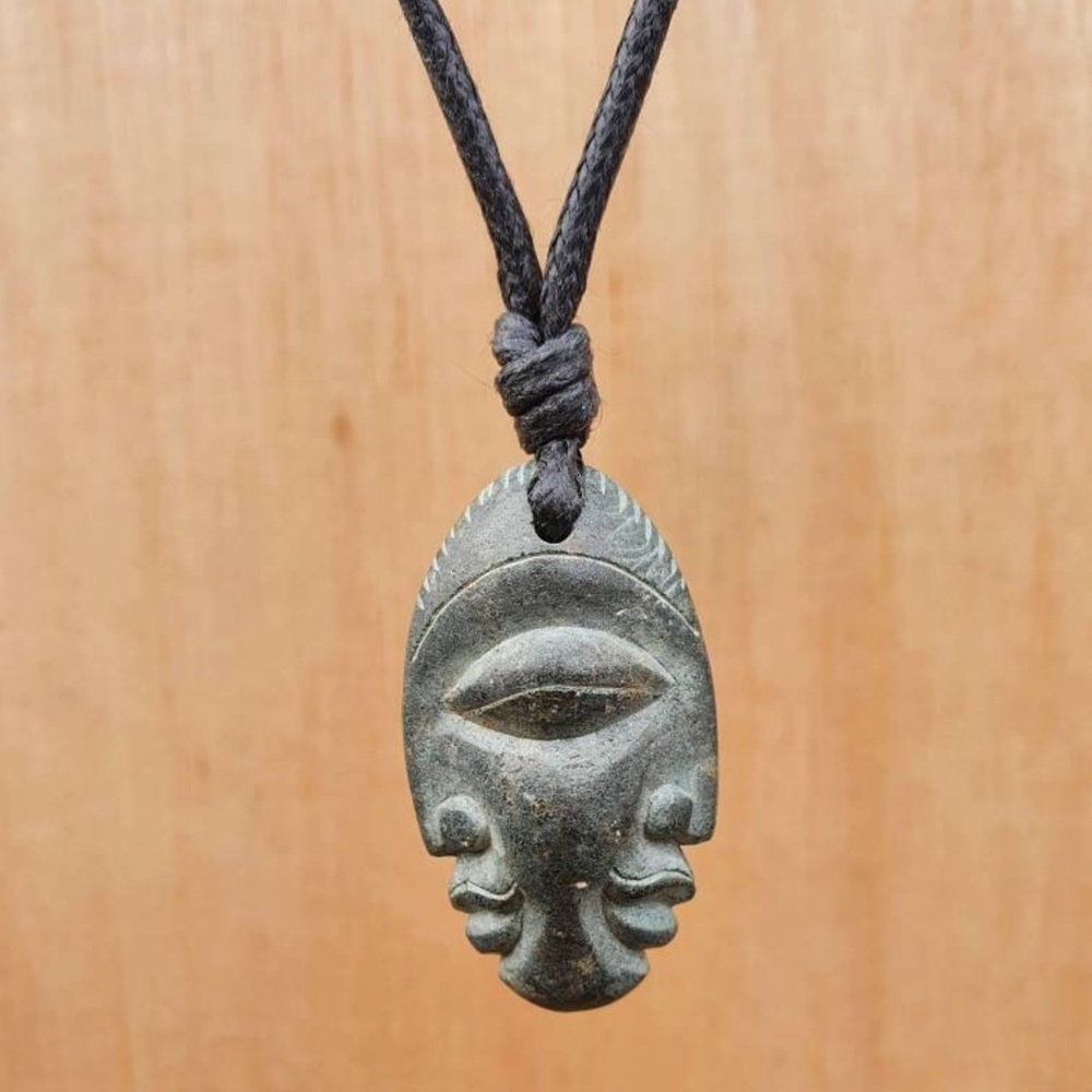 Unisex Double Sided Stone Face (All Seeing Eye) Necklace